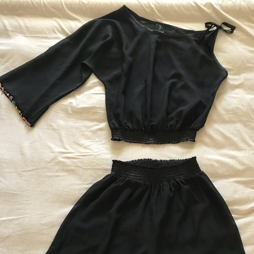 Black pant with skirt set